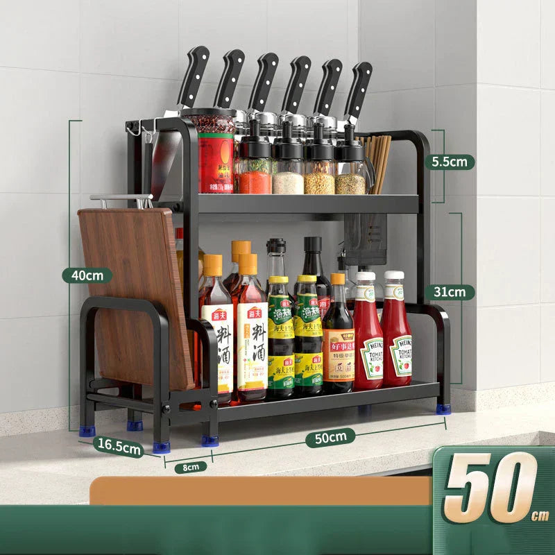 Étagères à épices T1, 2/3 couches, rangement de cuisine, étagère d'assaisonnement, condiments, couteau, porte-planche à découper, égouttoir, accessoires de rangement