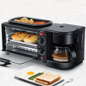 Machine à Petit-Déjeuner Électrique 3 en 1, Machine à Sandwich, Cafetière Multifonction, Mini Four Ménager, JxPizza, Poêle à Frire