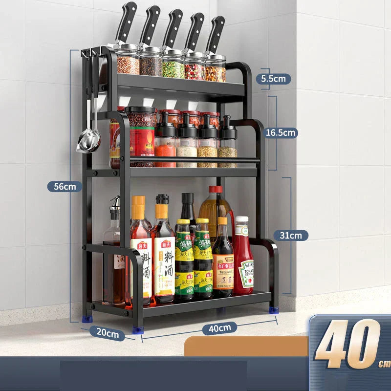 Étagères à épices T1, 2/3 couches, rangement de cuisine, étagère d'assaisonnement, condiments, couteau, porte-planche à découper, égouttoir, accessoires de rangement