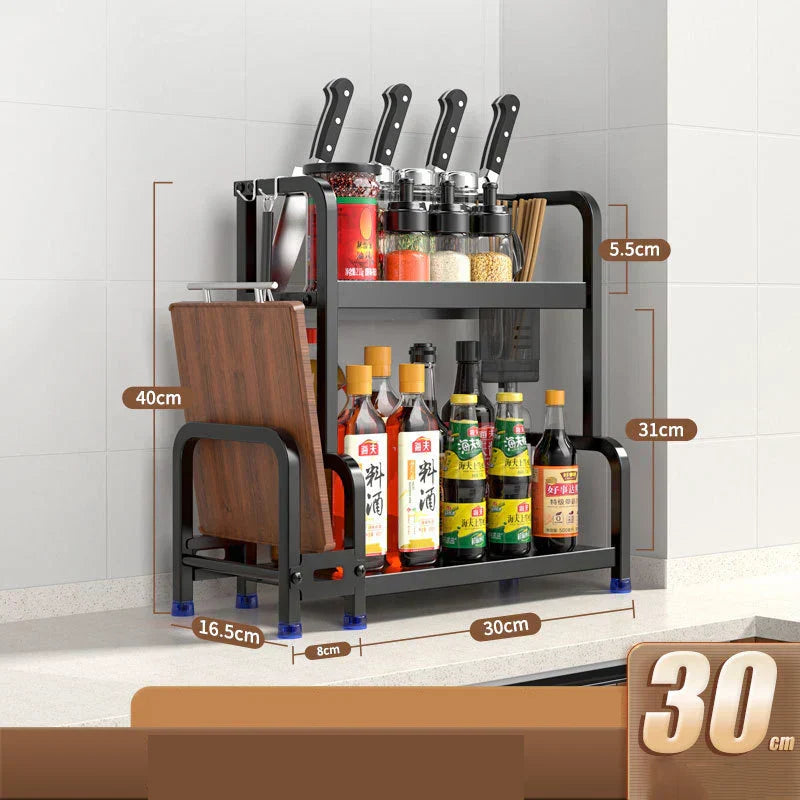 Étagères à épices T1, 2/3 couches, rangement de cuisine, étagère d'assaisonnement, condiments, couteau, porte-planche à découper, égouttoir, accessoires de rangement