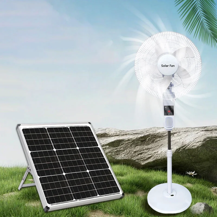 Ventilateur Solaire Rechargeable 16” – Jusqu’à 8h d’Autonomie Sans Électricité ☀️🔋