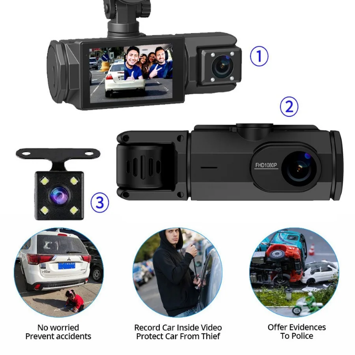 Dashcam Double Caméra Voiture Full HD 1080P – Avant & Arrière avec Vision Nocturne